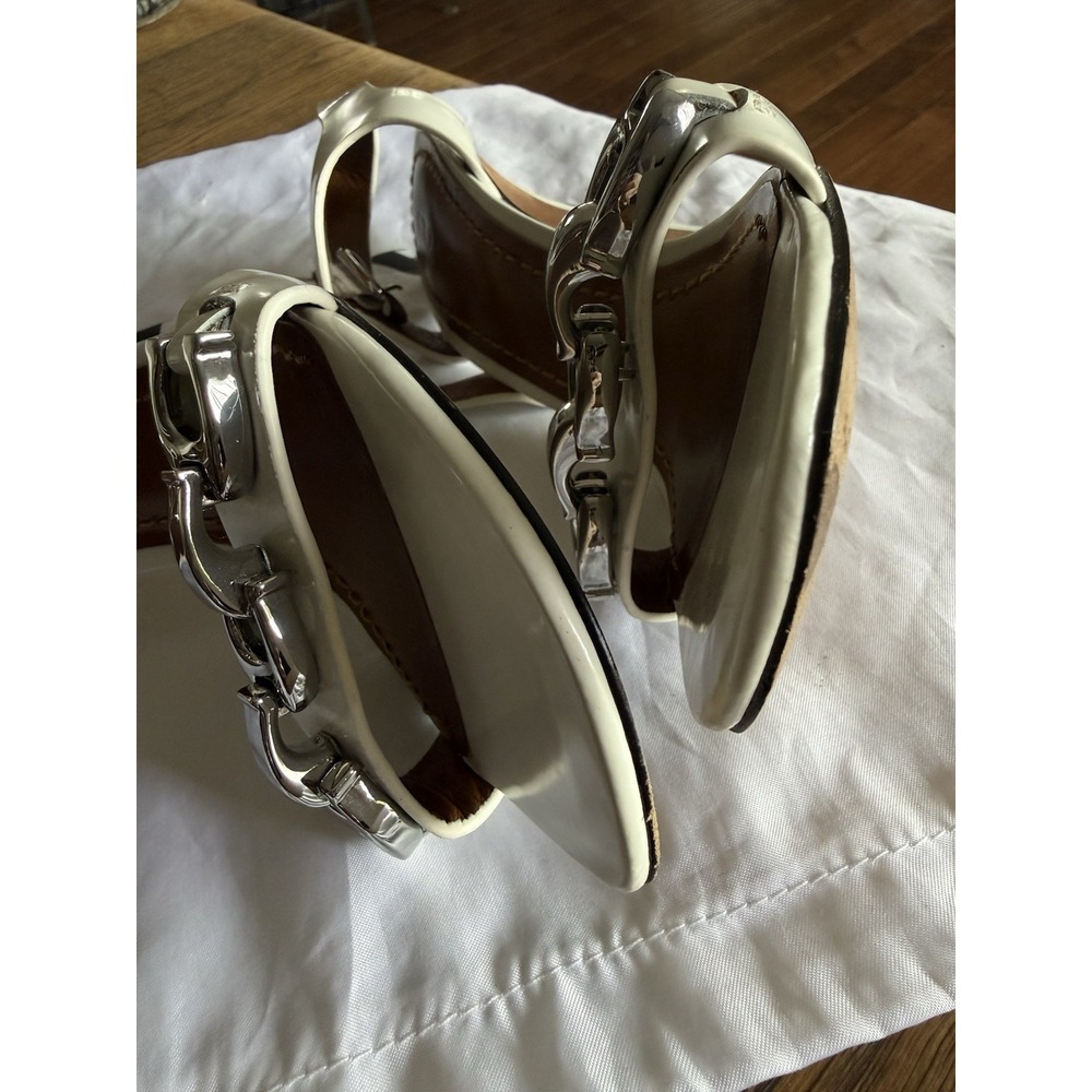 Coach Shoes Womens 6 Pumps White Patent Open Toe Heels Ankle Strap GUC - Picture 6 of 9